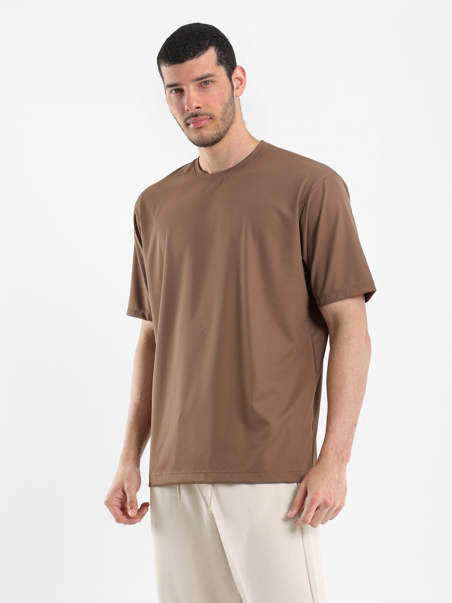 Pique-Style Solid Relaxed Fit T-Shirt