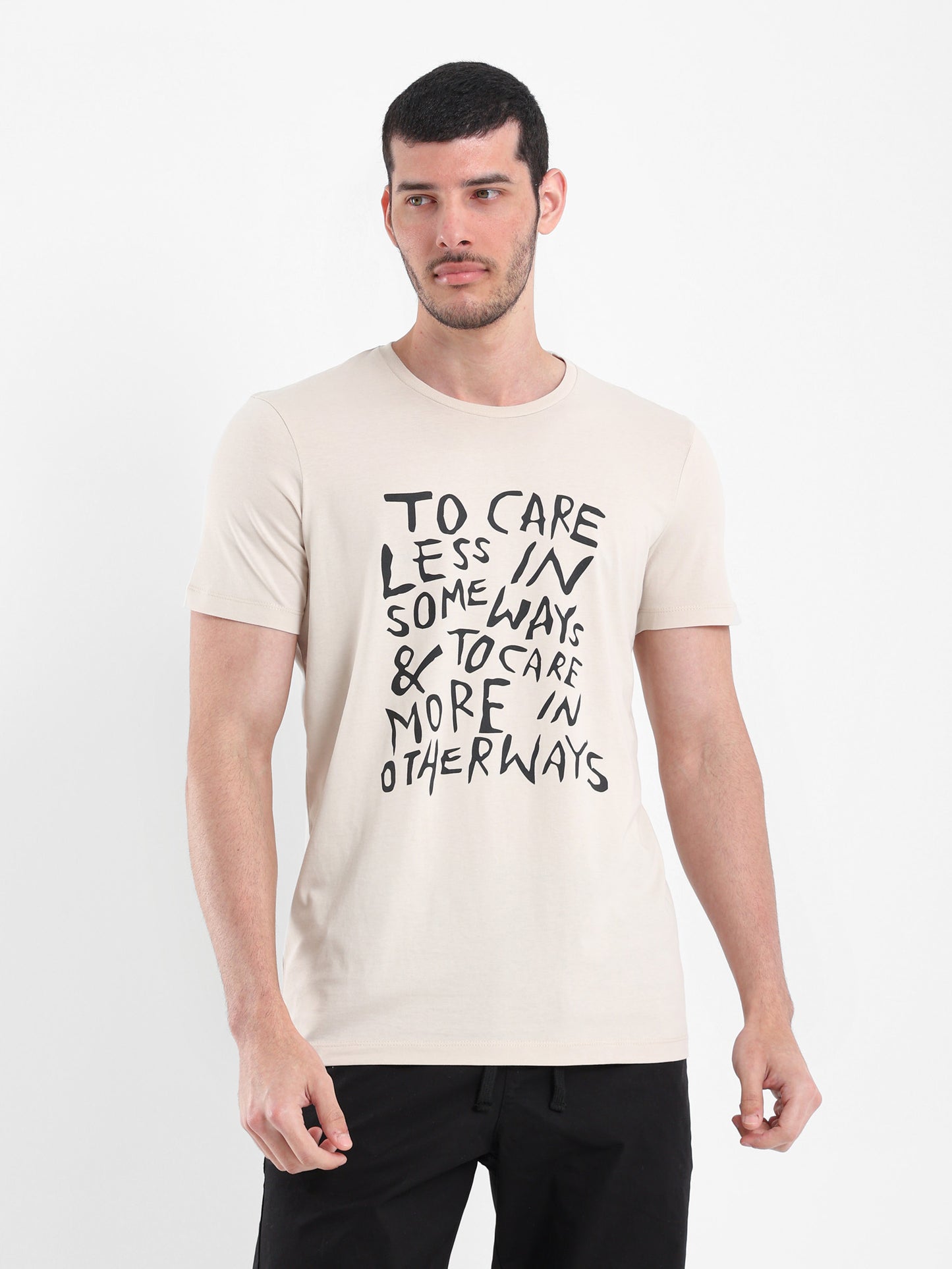 Front Text Print Casual T-Shirt