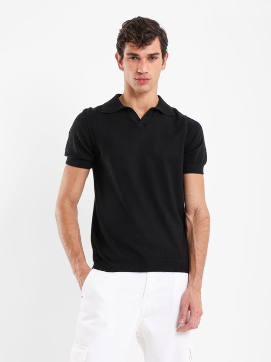 V-Placket Polo Shirt