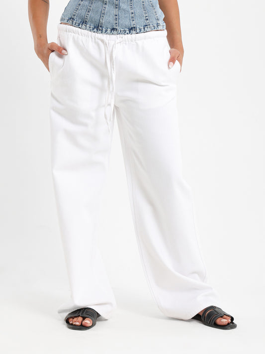 Drawstring Waistband Wide Denim