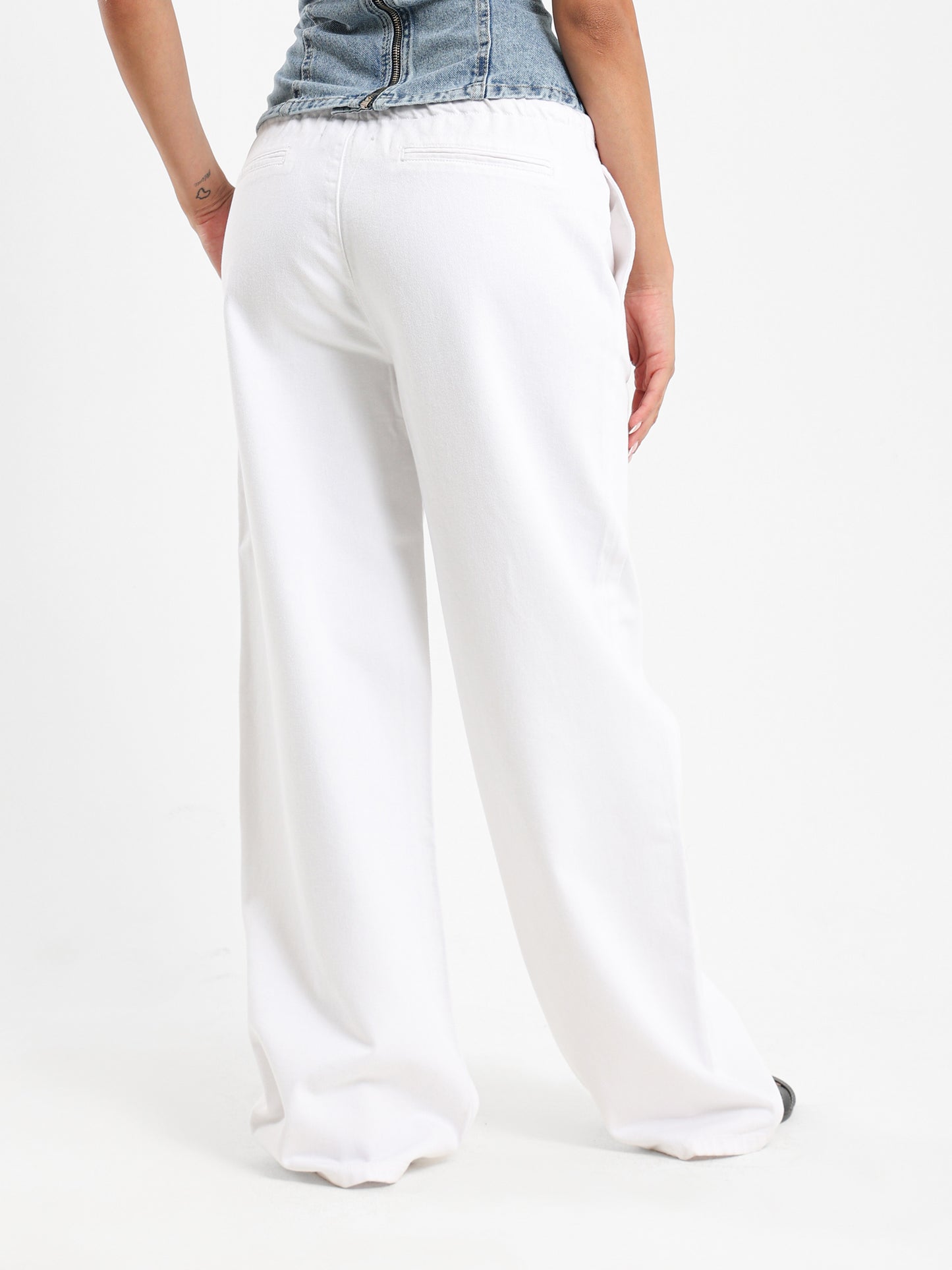 Drawstring Waistband Wide Denim