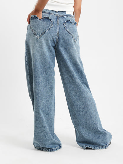 Heart Shaped Pockets Jeans