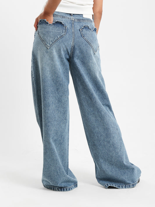 Heart Shaped Pockets Jeans