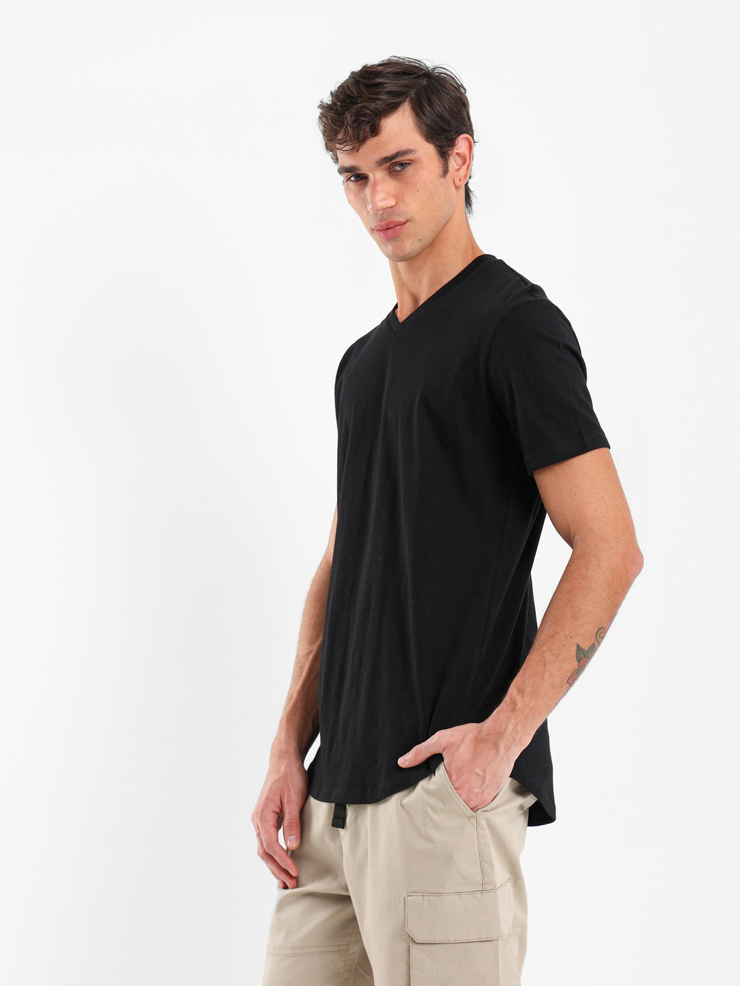 V-Neck Long Fit T-Shirt