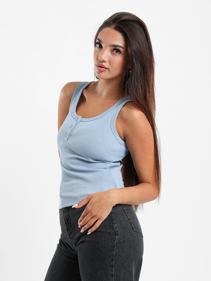 Sleeveless Snap-Up Tank Top