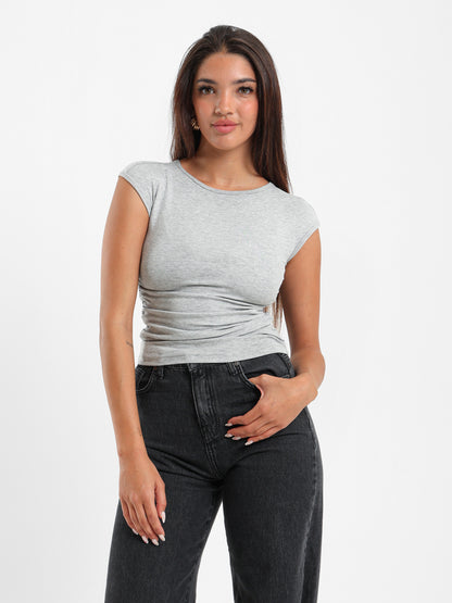 Cap Sleeves Top with Side Ruch