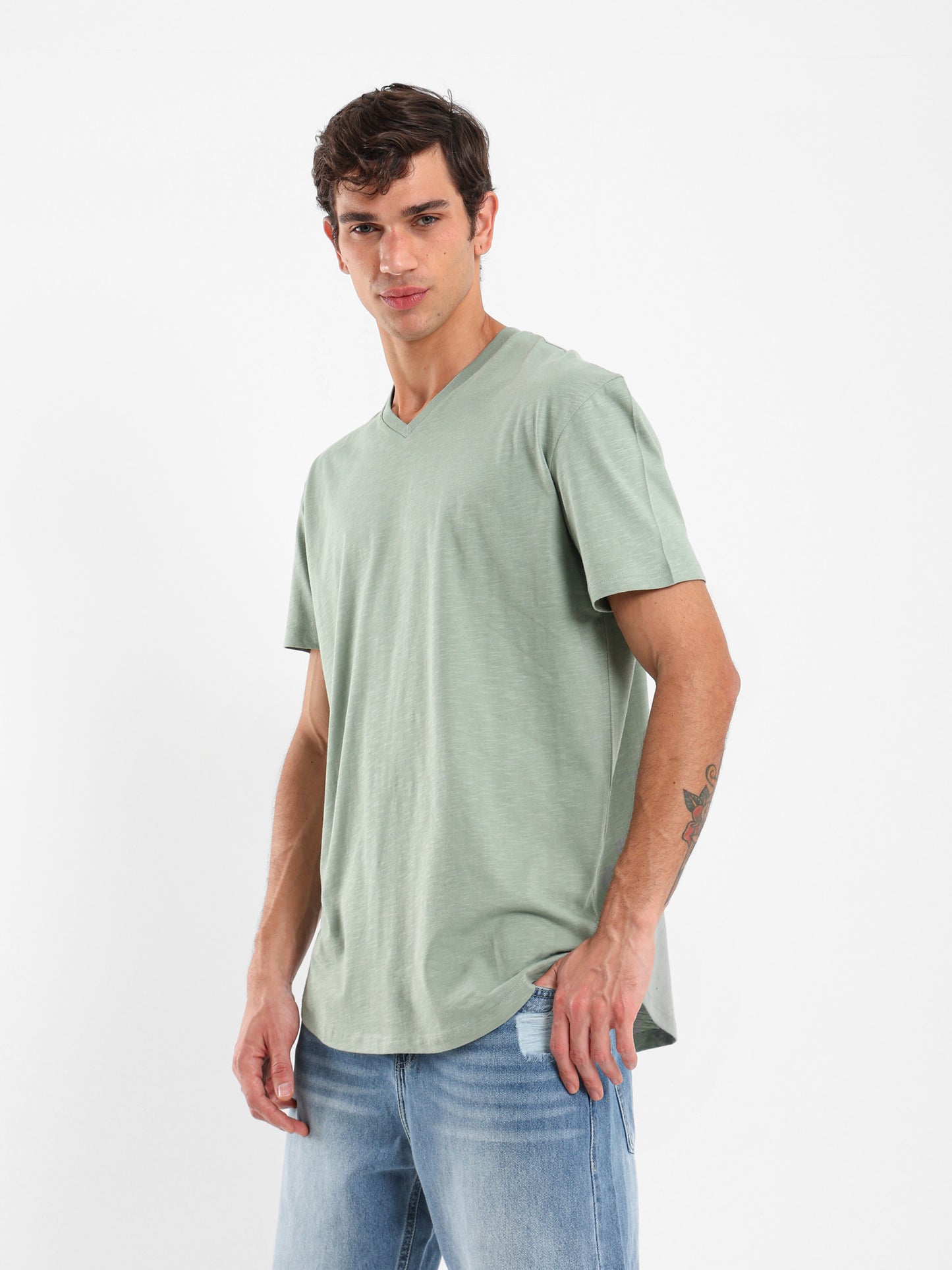 V-Neck Long Fit T-Shirt