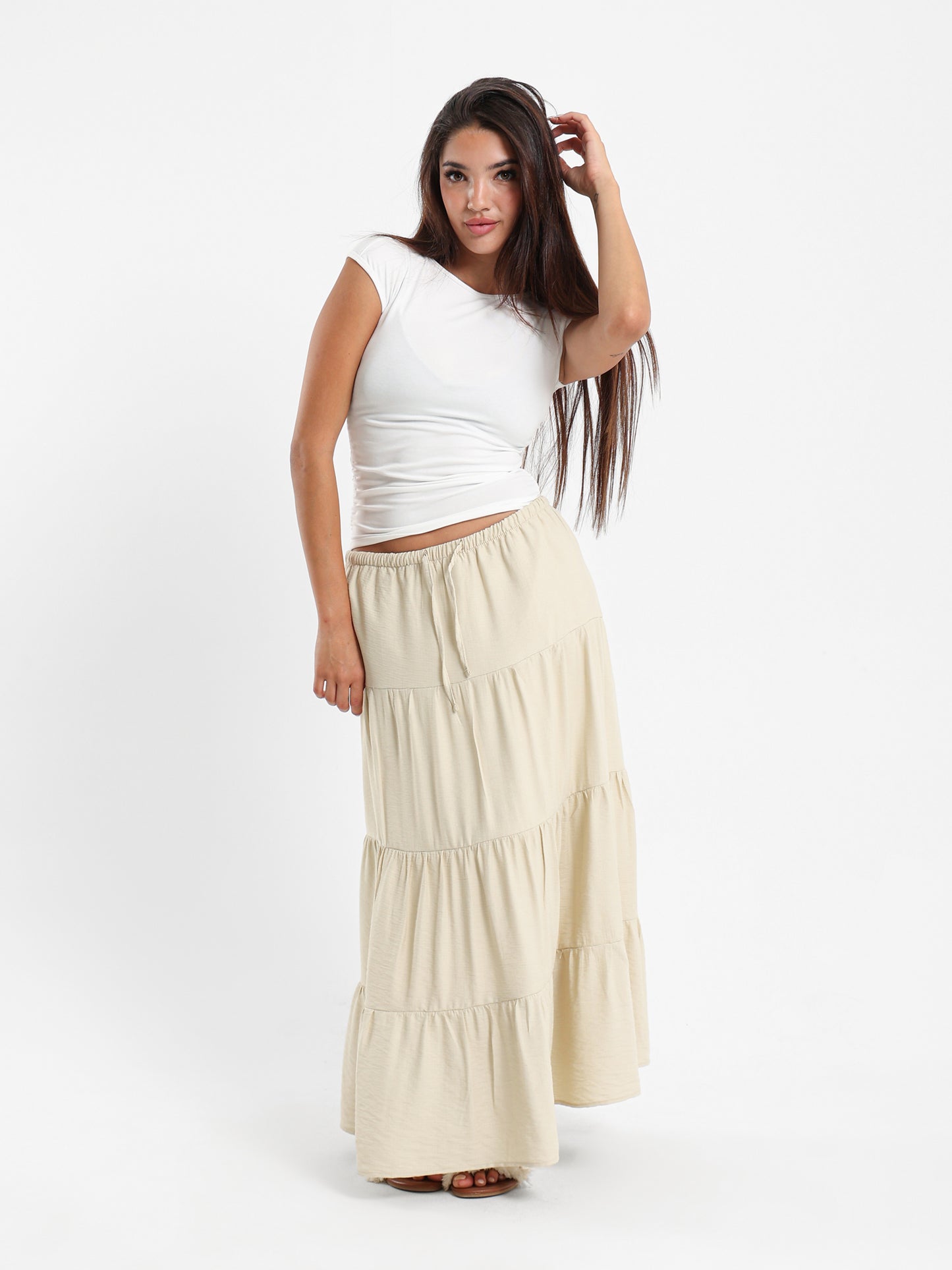 Cap Sleeves Top with Side Ruch