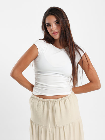 Cap Sleeves Top with Side Ruch