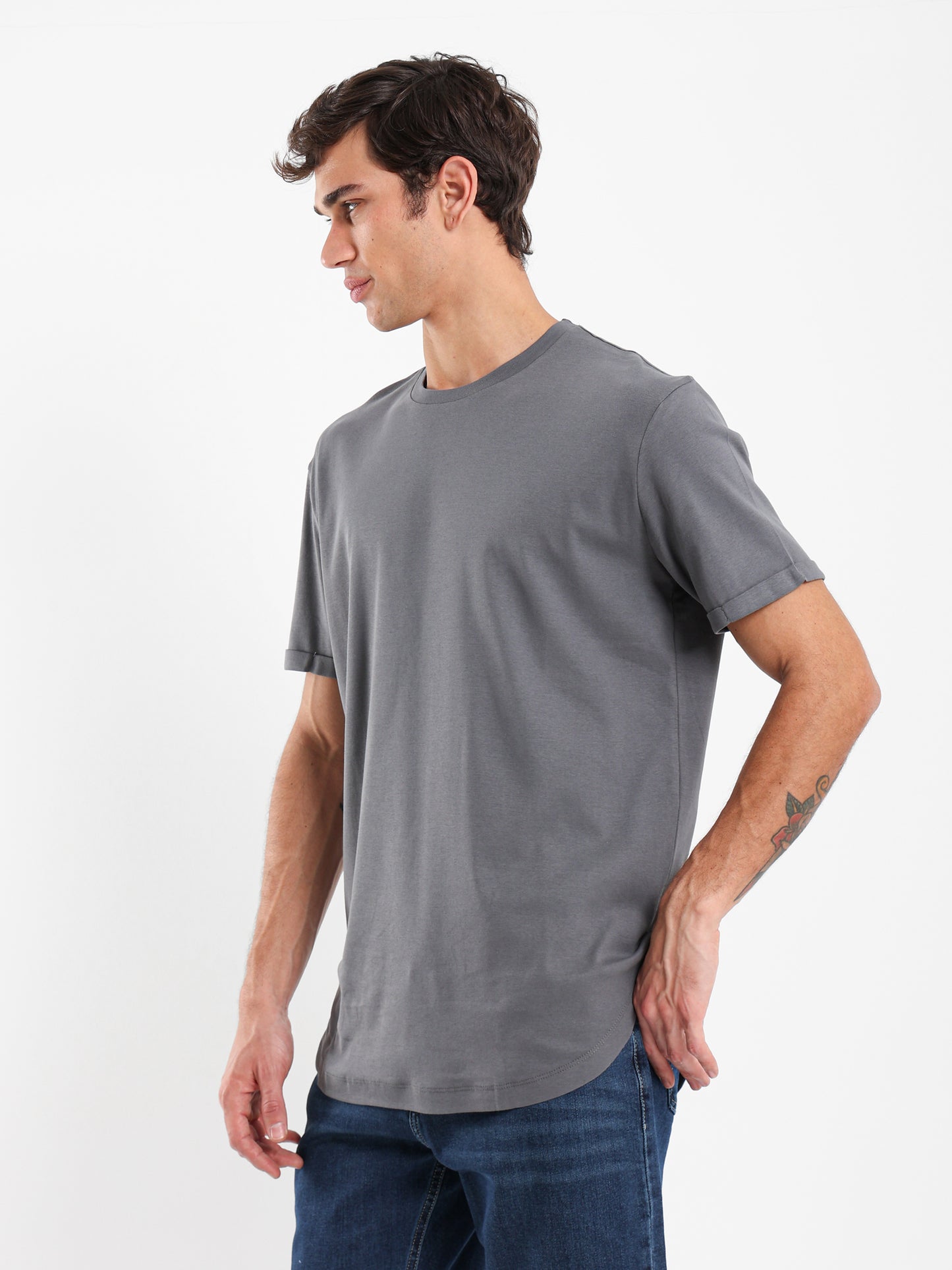 Longline Round Neck T-Shirt