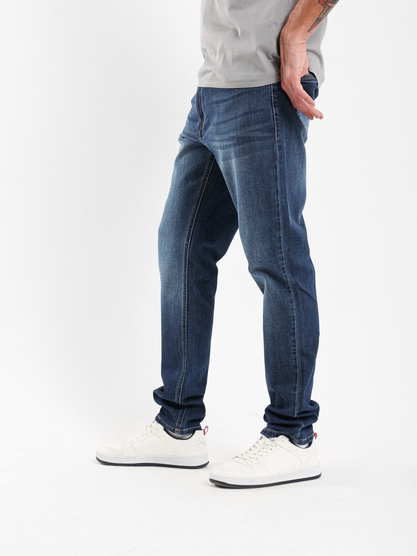 Washed Effect Slim Fit Pants
