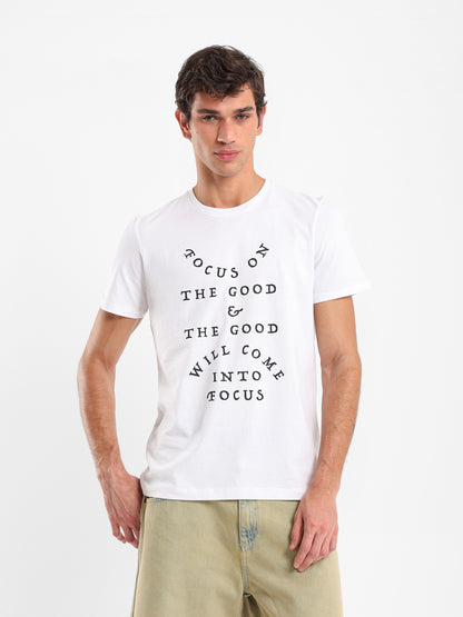 "Focus on The Good" Text Print T-Shirt