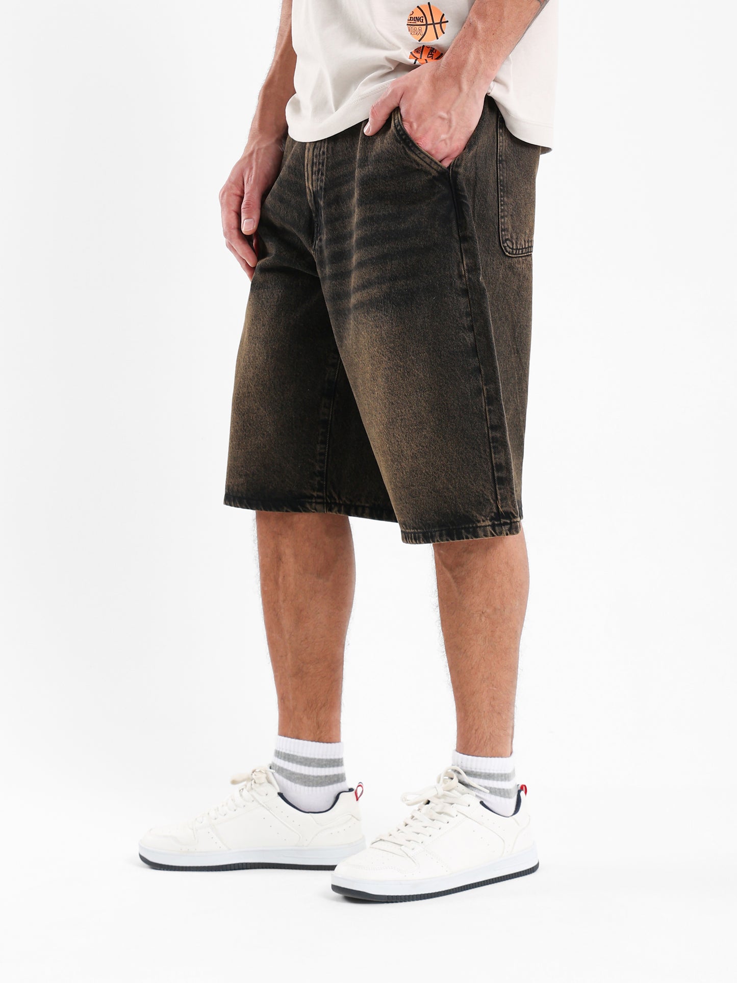 Tie-Dye Loose Fit Denim Shorts