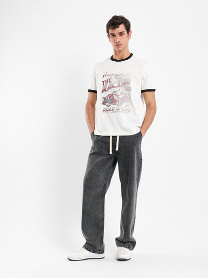 Contrast Hem Printed T-Shirt