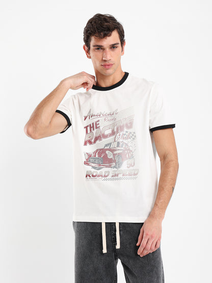 Contrast Hem Printed T-Shirt