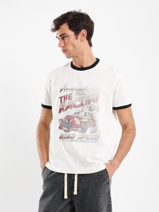 Contrast Hem Printed T-Shirt