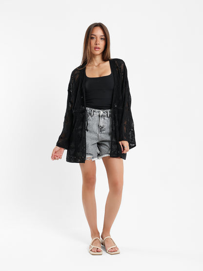 Bell Sleeve Lace Kimono