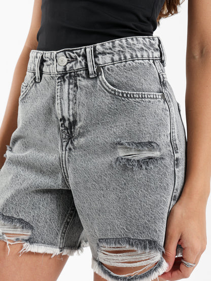 Ripped Mini Denim Shorts
