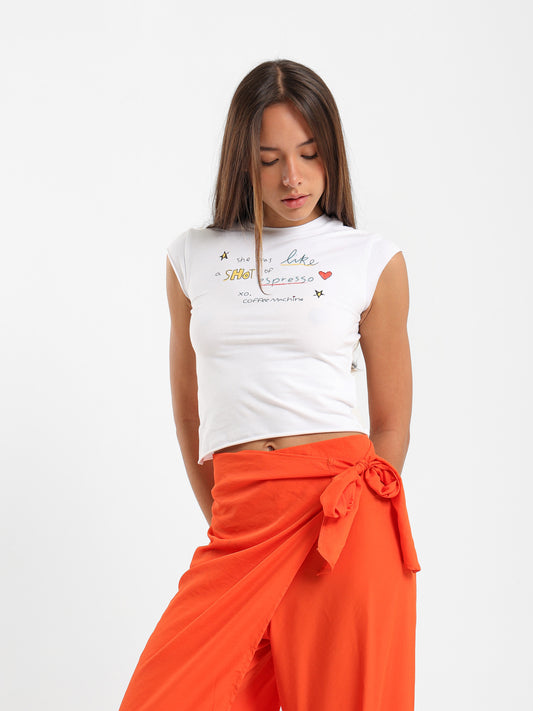 Printed Cap Sleeve Tee