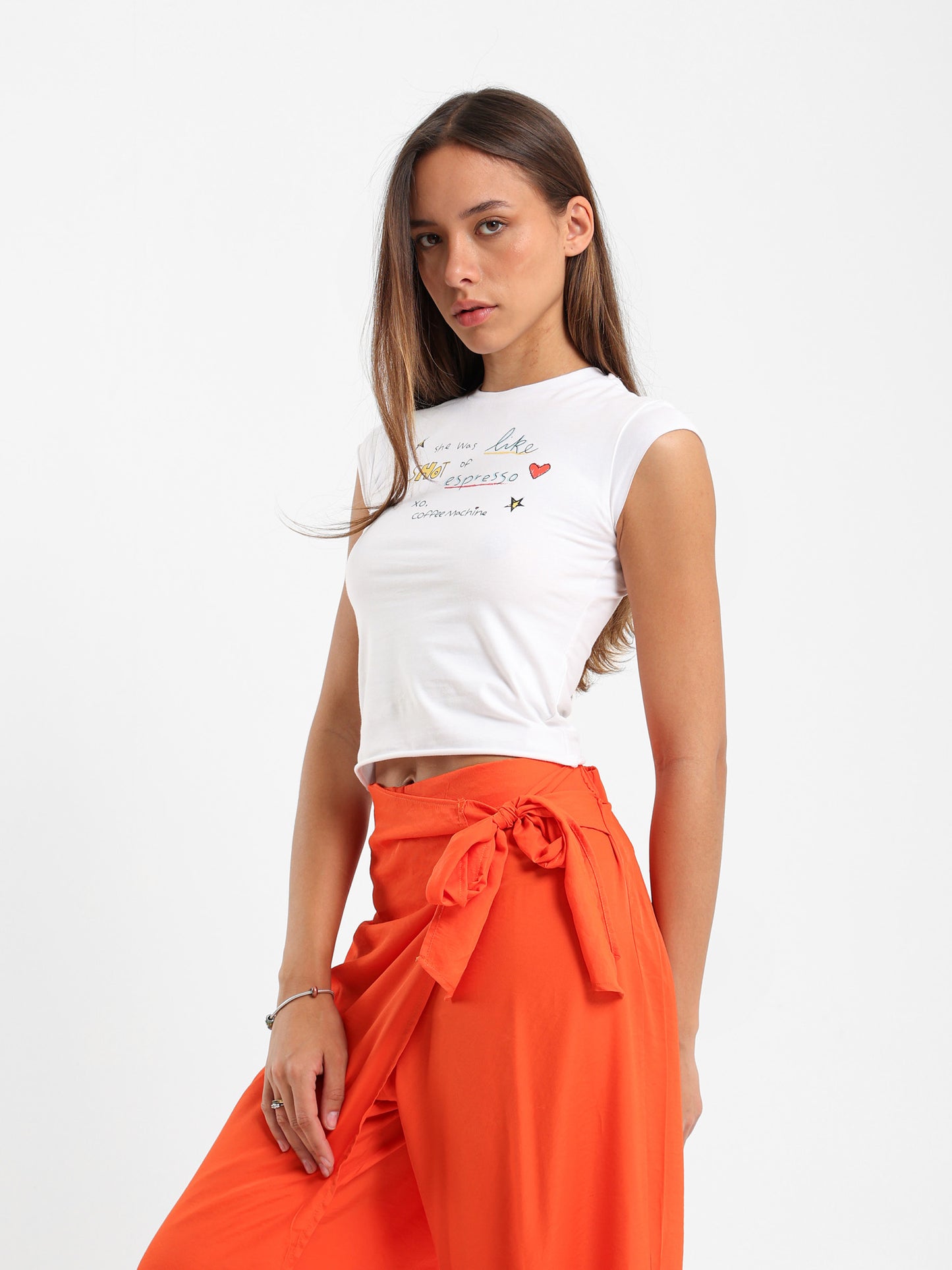 Printed Cap Sleeve Tee