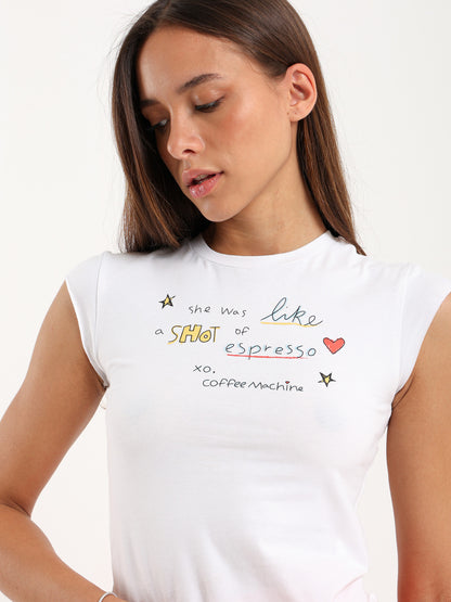 Printed Cap Sleeve Tee