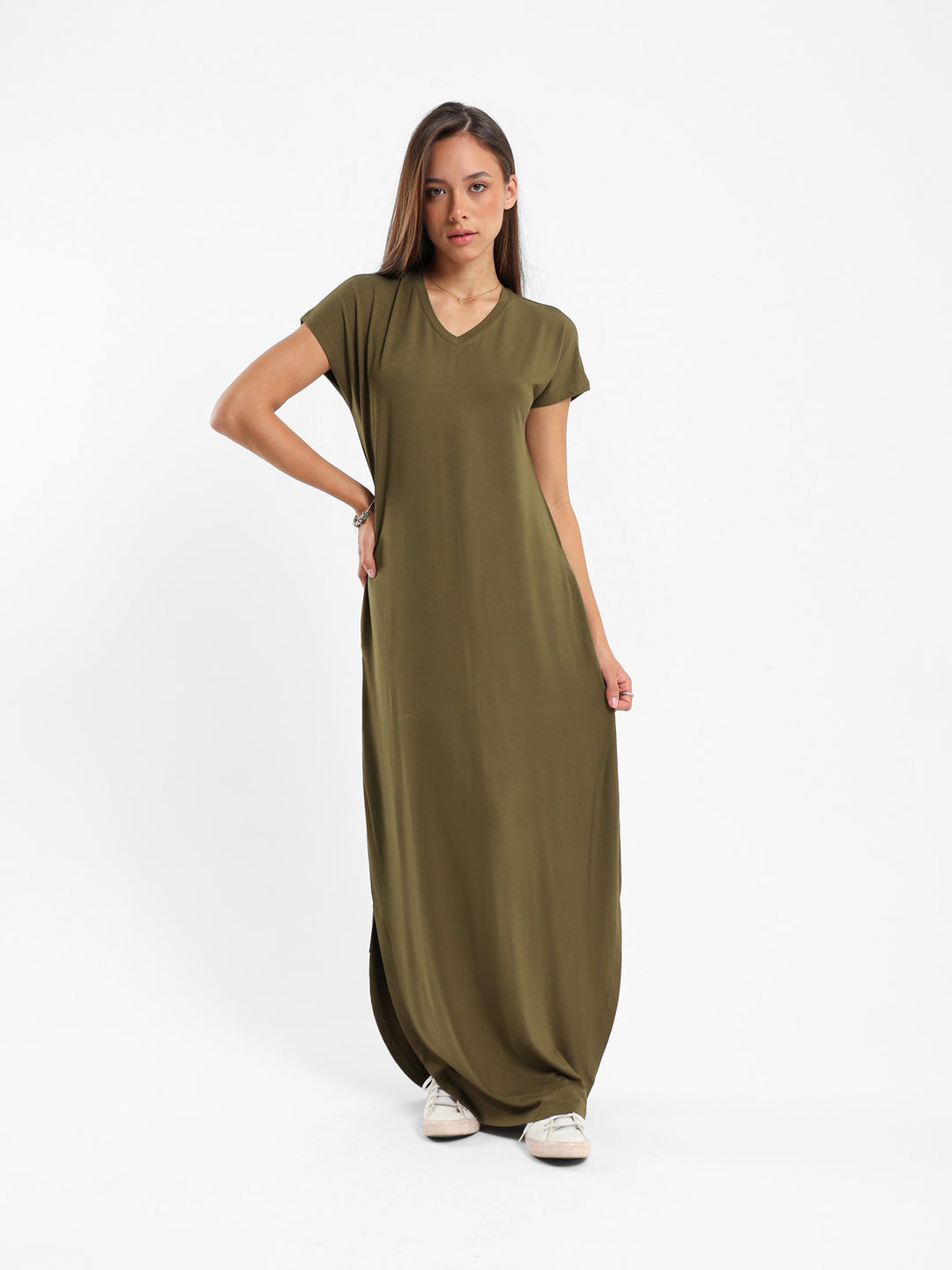 Slit-Side Maxi Dress with Pockets