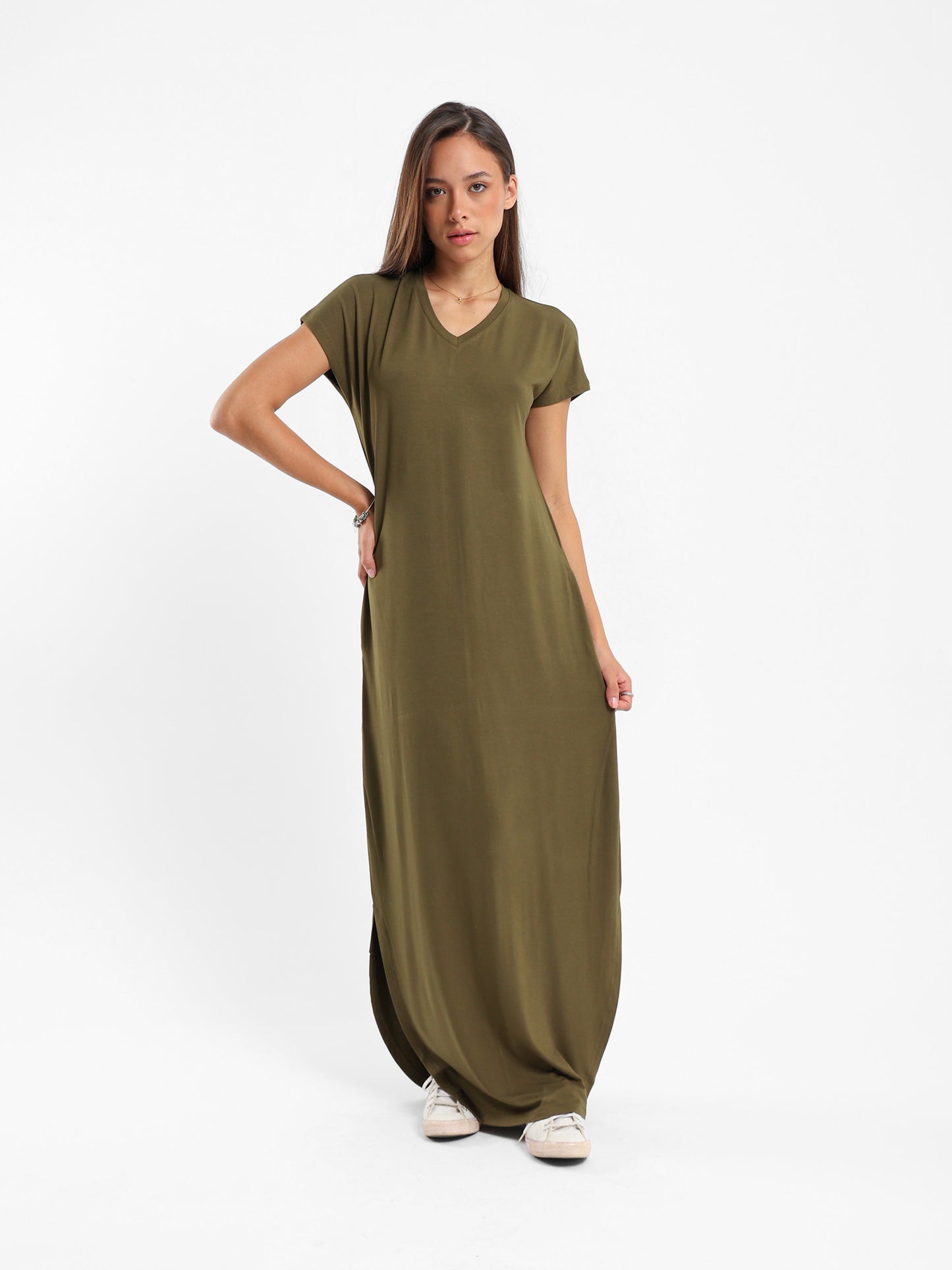 Slit-Side Maxi Dress with Pockets