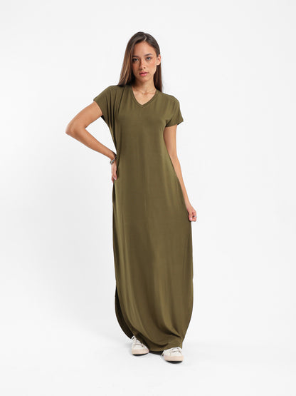 Slit-Side Maxi Dress with Pockets