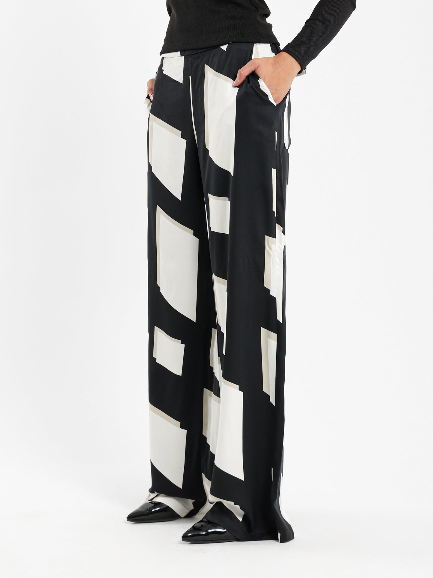 All-Over Print Wide-Leg Pants