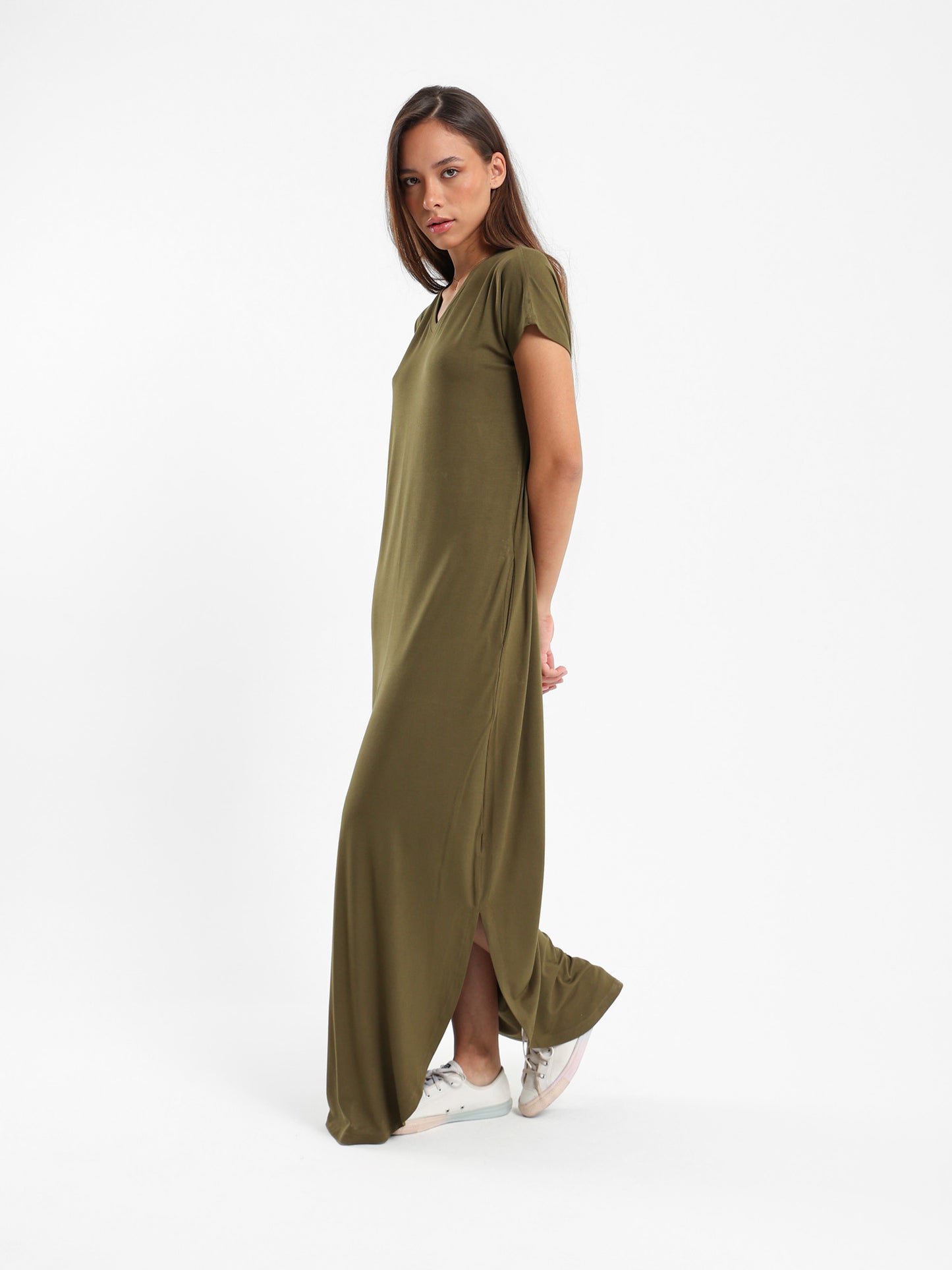 Slit-Side Maxi Dress with Pockets