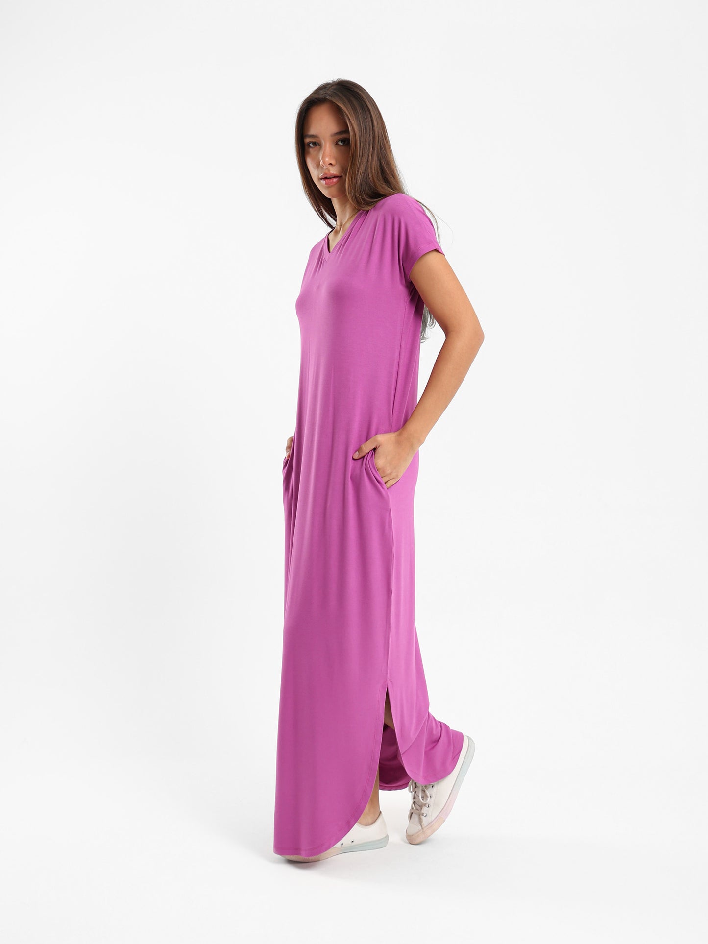 Slit-Side Maxi Dress with Pockets