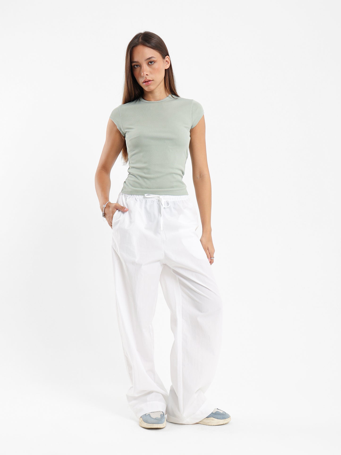 Ribbed Cap Sleeves Tee
