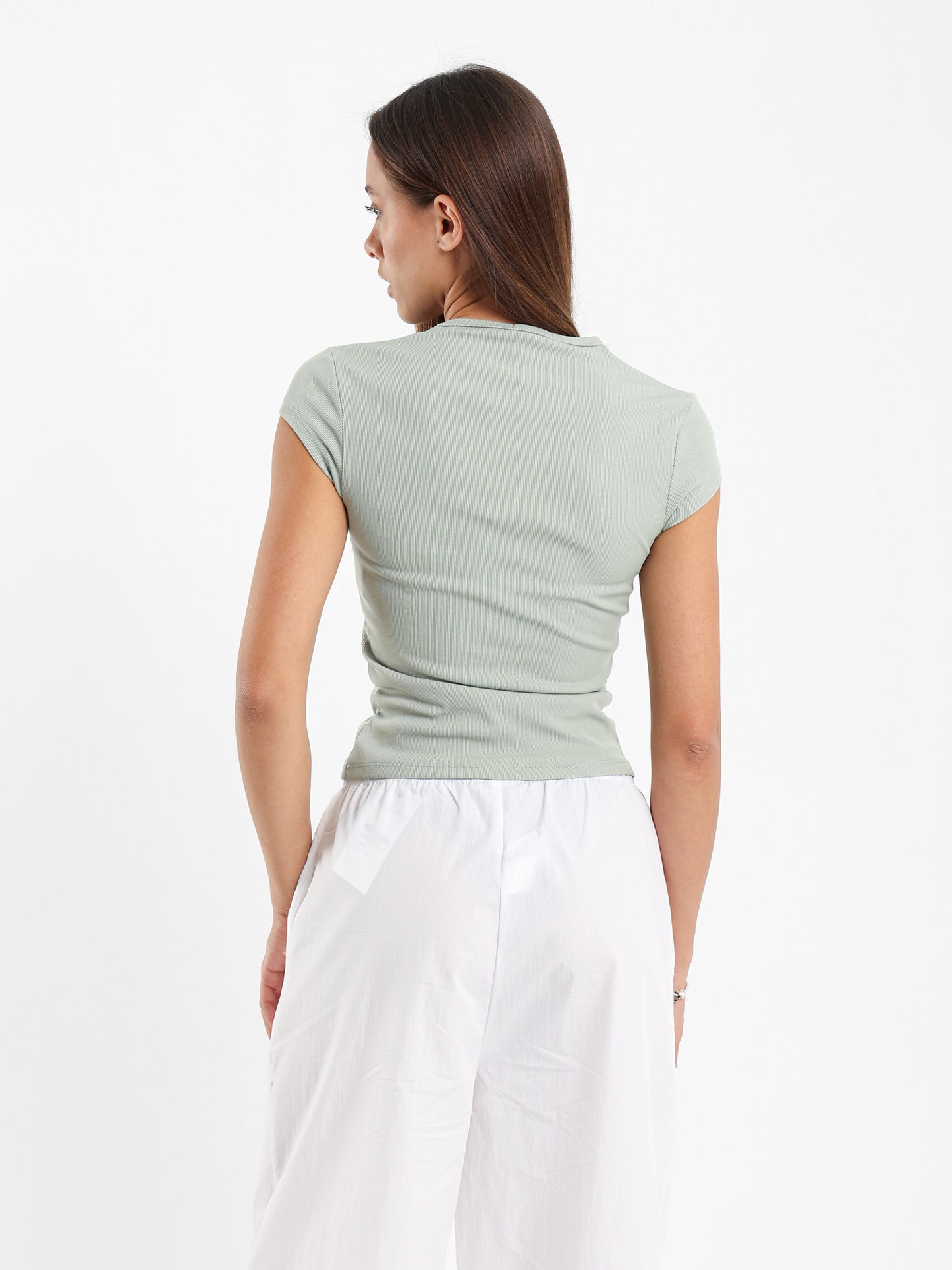Ribbed Cap Sleeves Tee