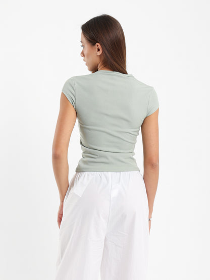 Ribbed Cap Sleeves Tee
