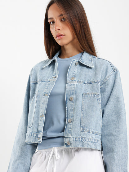 Cropped Carpenter Denim Jacket
