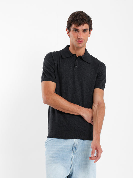 Muscle Fit Polo with Buttons