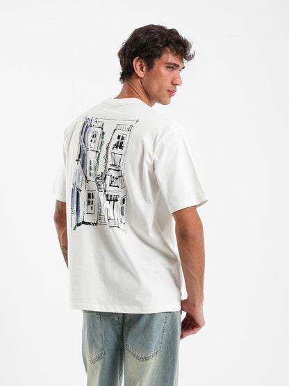 Back Buildings Print T-Shirt