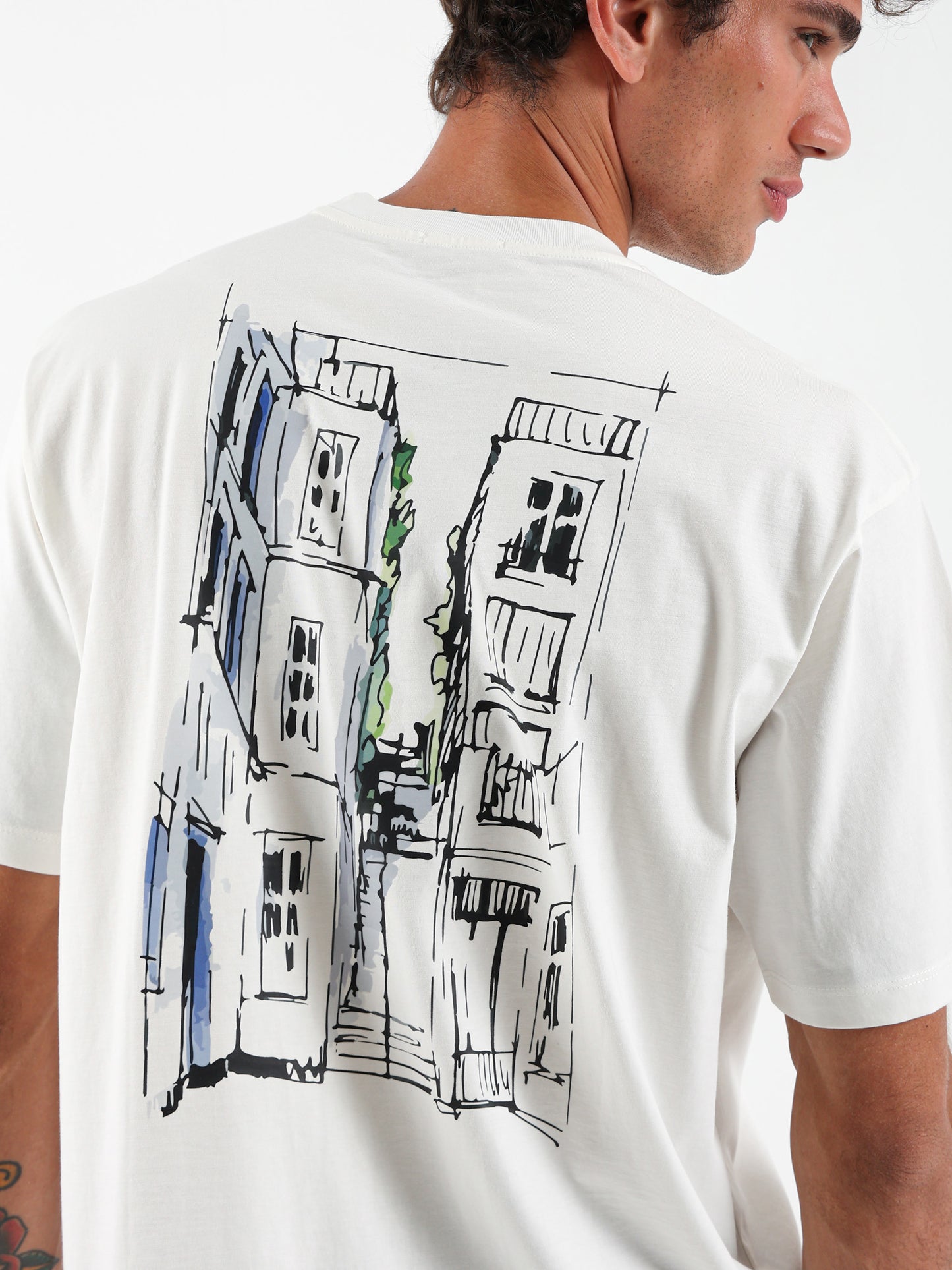 Back Buildings Print T-Shirt