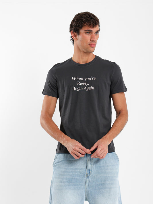 Front Text Print T-Shirt