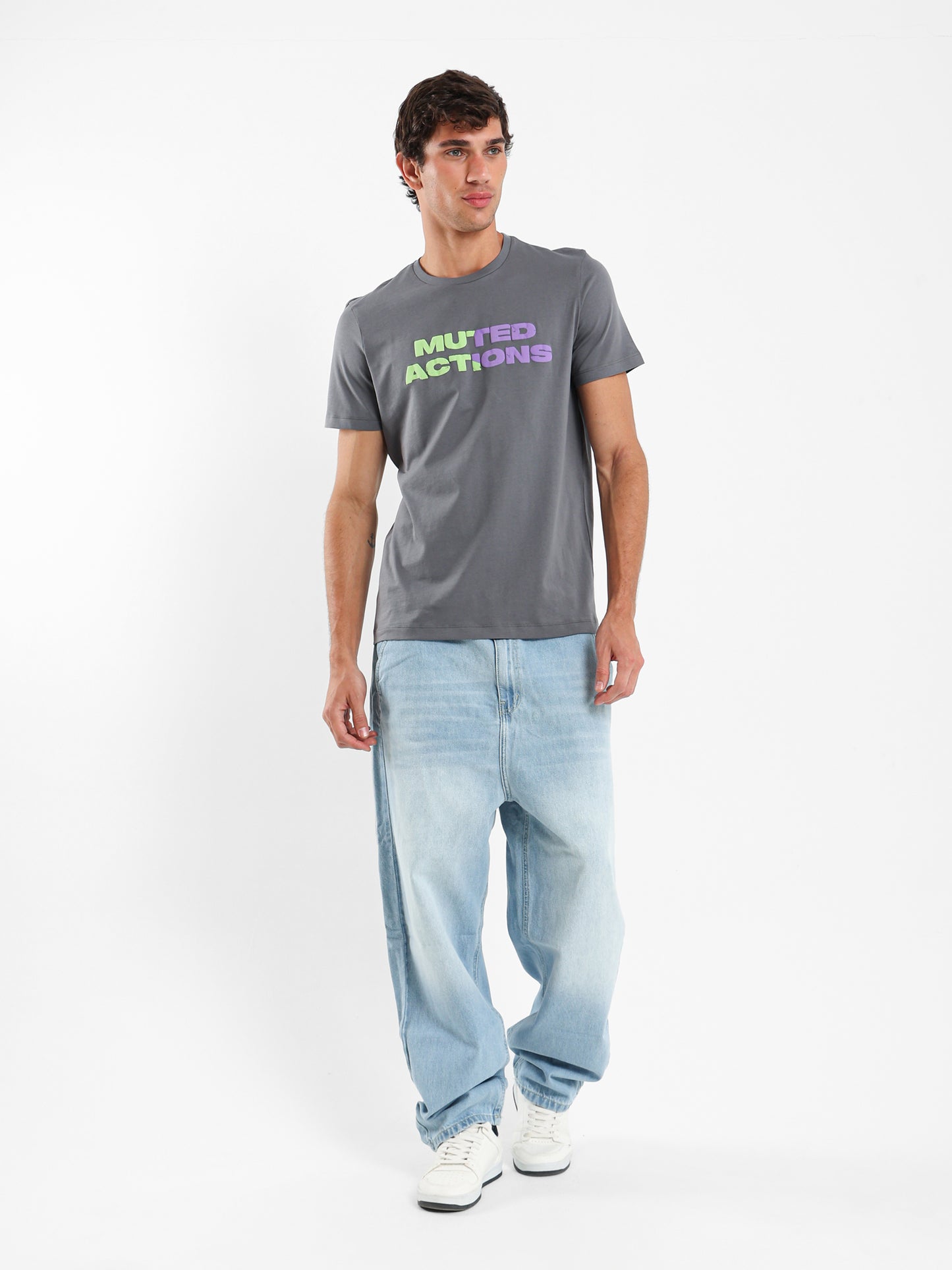 Muted Actions Front Print T-Shirt