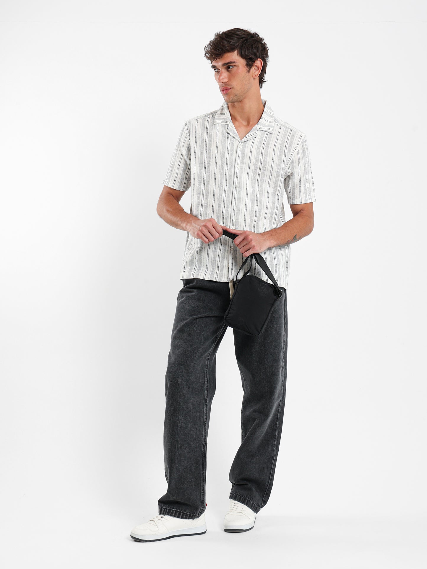 Striped Camp Collar Shirt