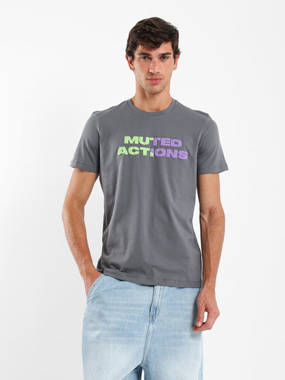 Muted Actions Front Print T-Shirt