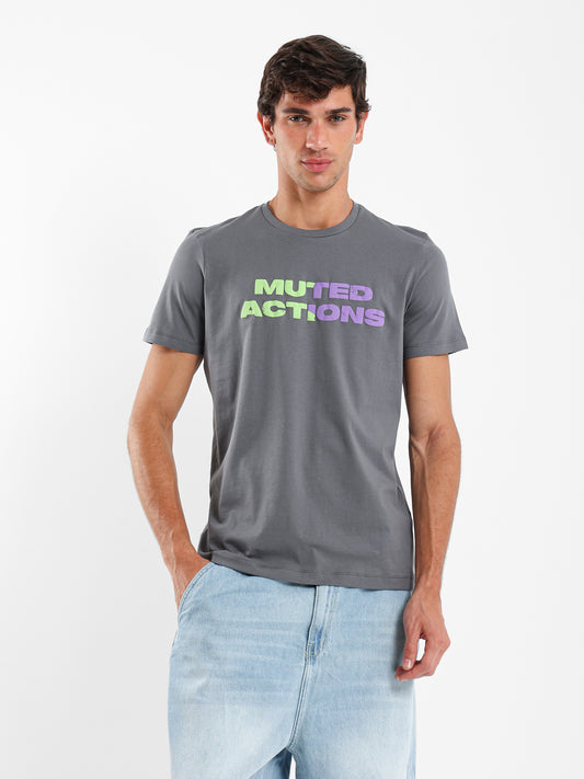 Muted Actions Front Print T-Shirt