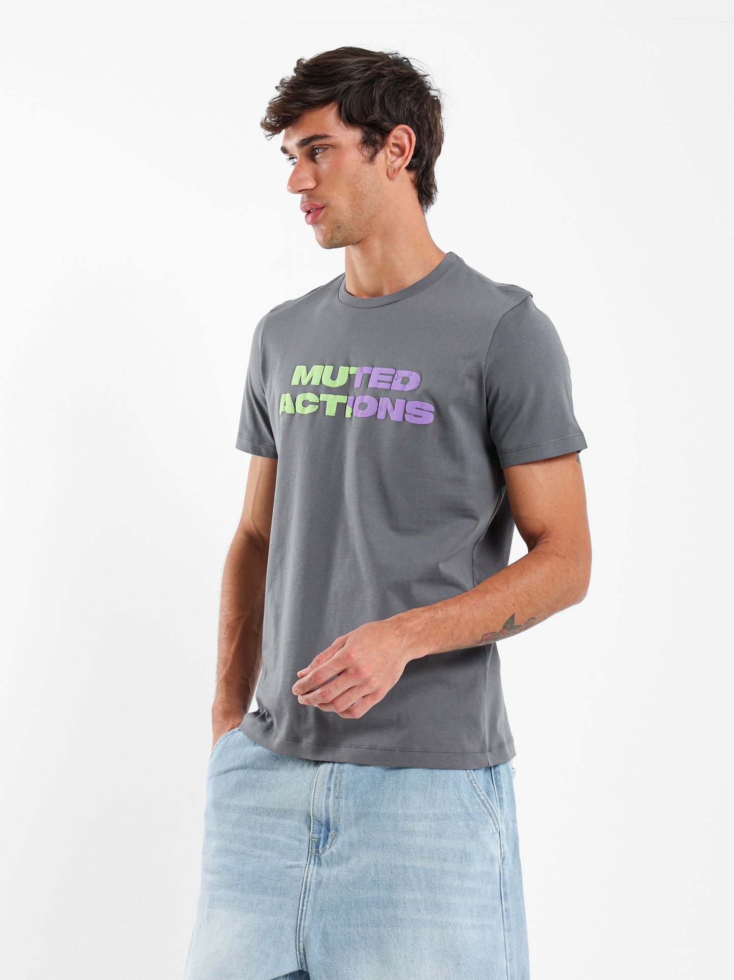 Muted Actions Front Print T-Shirt