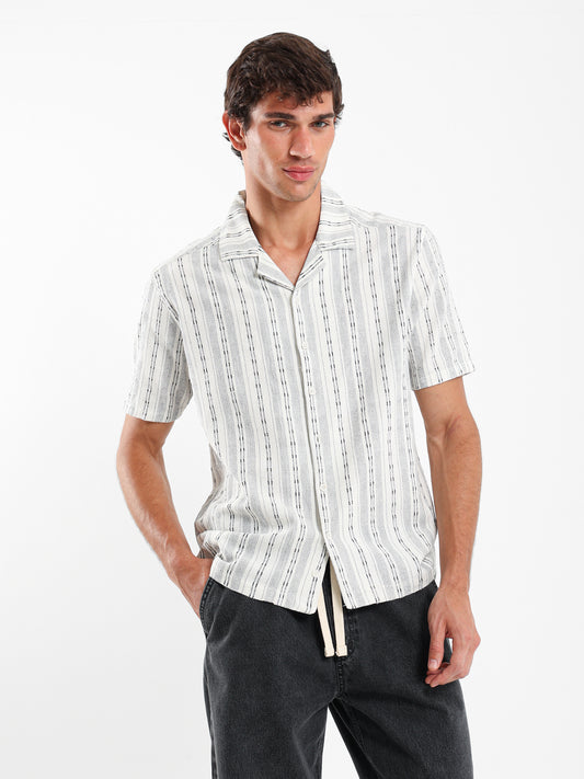 Striped Camp Collar Shirt