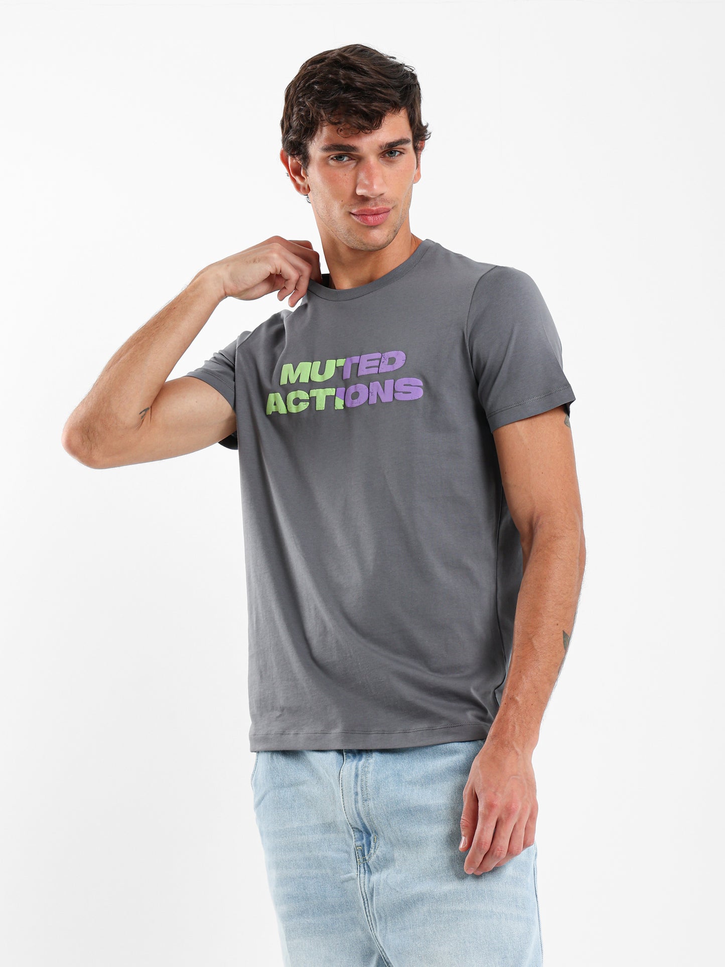 Muted Actions Front Print T-Shirt