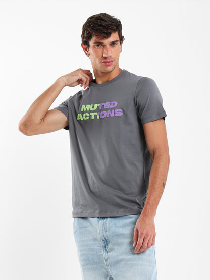 Muted Actions Front Print T-Shirt