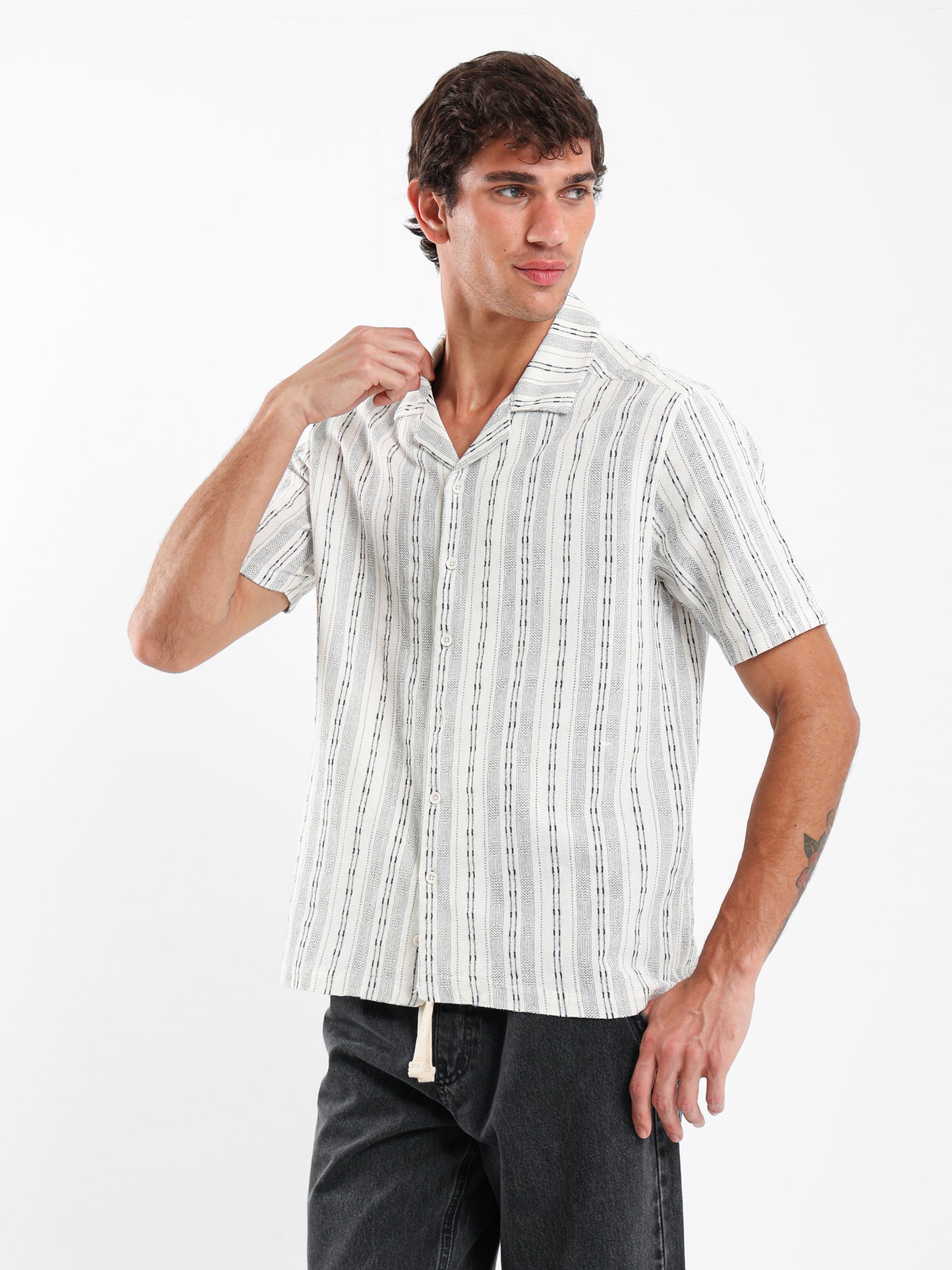 Striped Camp Collar Shirt