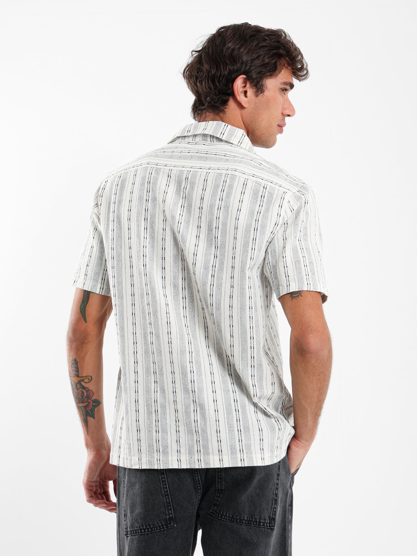 Striped Camp Collar Shirt