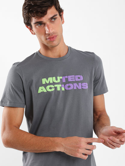 Muted Actions Front Print T-Shirt